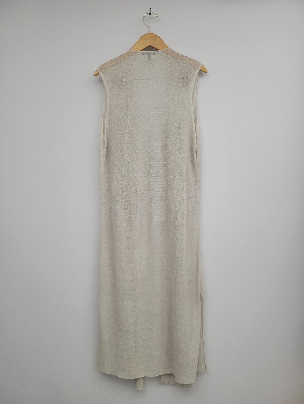 Eileen Fisher Sleeveless Long Open-Front Duster in Light Cream - Picture 2 of 11